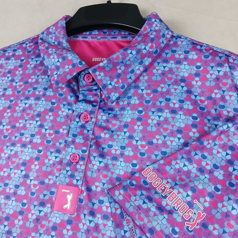 Bogey Bros Whale Tail Large Mens Polo Shirt Golf 22x29 Stretch Performance